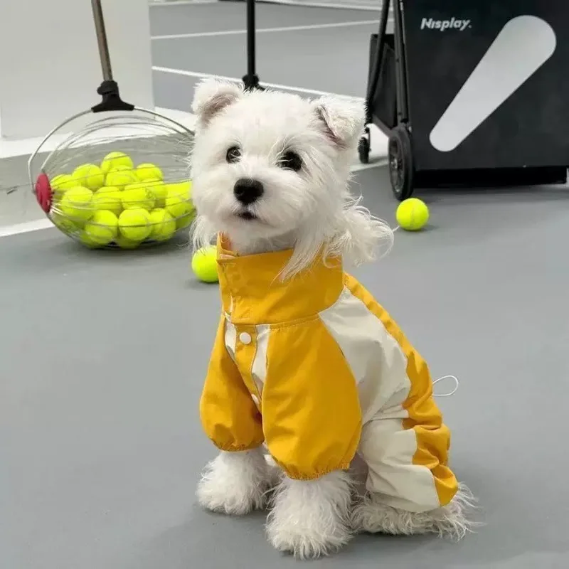 Waterproof Dog Raincoat Four Legged Windproof Pet Jacket Color Block Patchwork Outdoor Dog Clothes for Small Medium Large Dogs