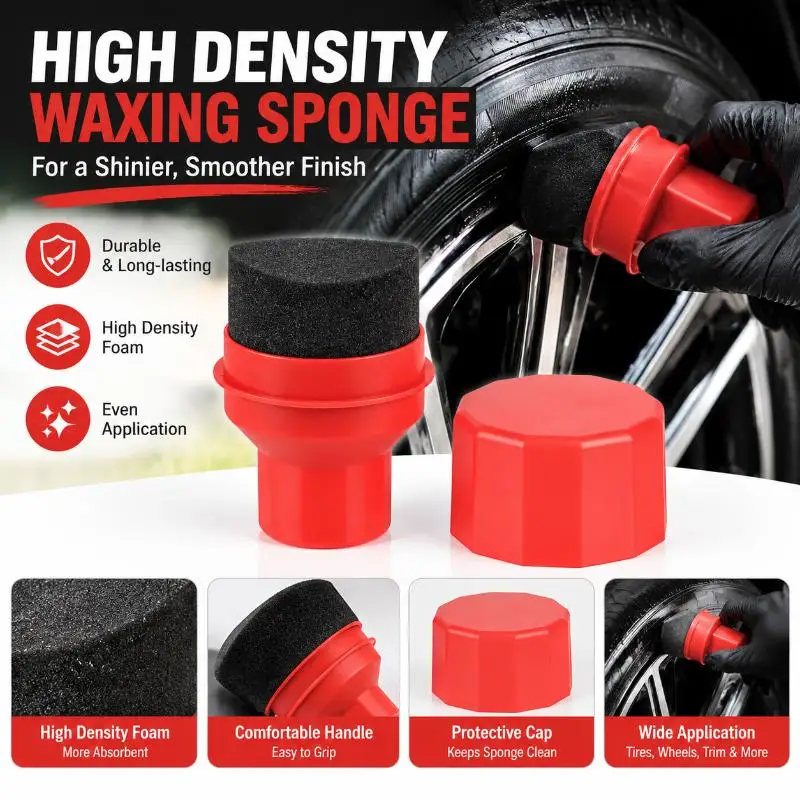 【MO】1Pcs Handheld Car Tire Waxing Sponge Premium Eco-Friendly Material Pad For Auto Polishing Tire Care Daily Car Care Use