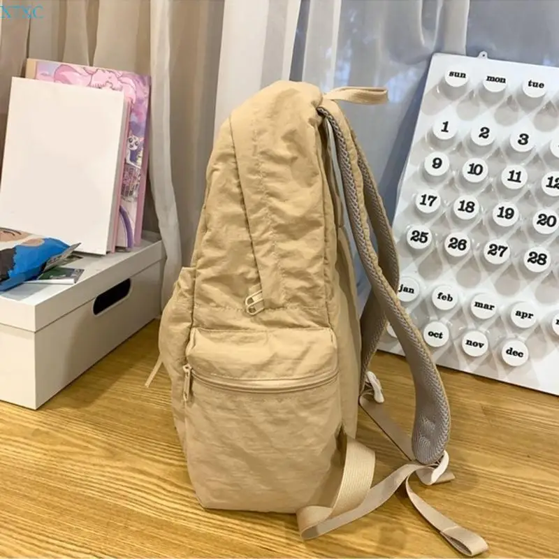 X7XC Korean School Bag Aesthetic Backpack Nylon Laptop Bags for Teenagers Large Capacity Daypack Casual Book Bag