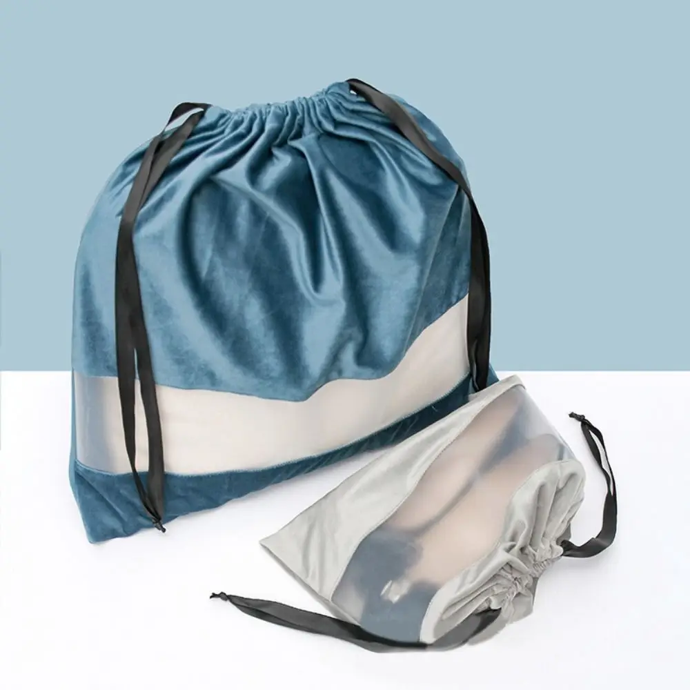 Baru dengan Kantong Debu Beludru Jendela Bening Tas Serbaguna Lembut Penutup Debu Tas Serut Tahan Debu untuk Sepatu dan Sepatu Bot