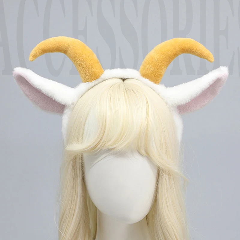 Cute Lolita Plush Long Horn Lamb Headbands Cosplay Kawaii Animal Costumes Props Black Goat Ears Headdress Fox Hair Accessories