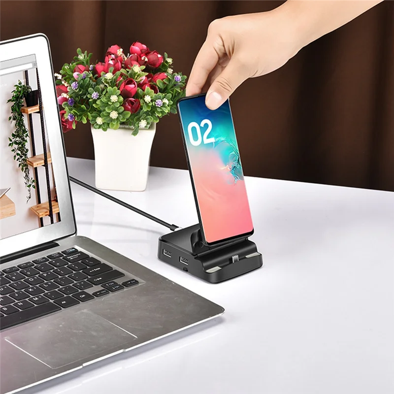 Estación de acoplamiento HUB USB C 8 en 1, soporte para teléfono, estación Dex Pad, Kit de cargador de energía Compatible con USB C a HDMI para MacBook Z