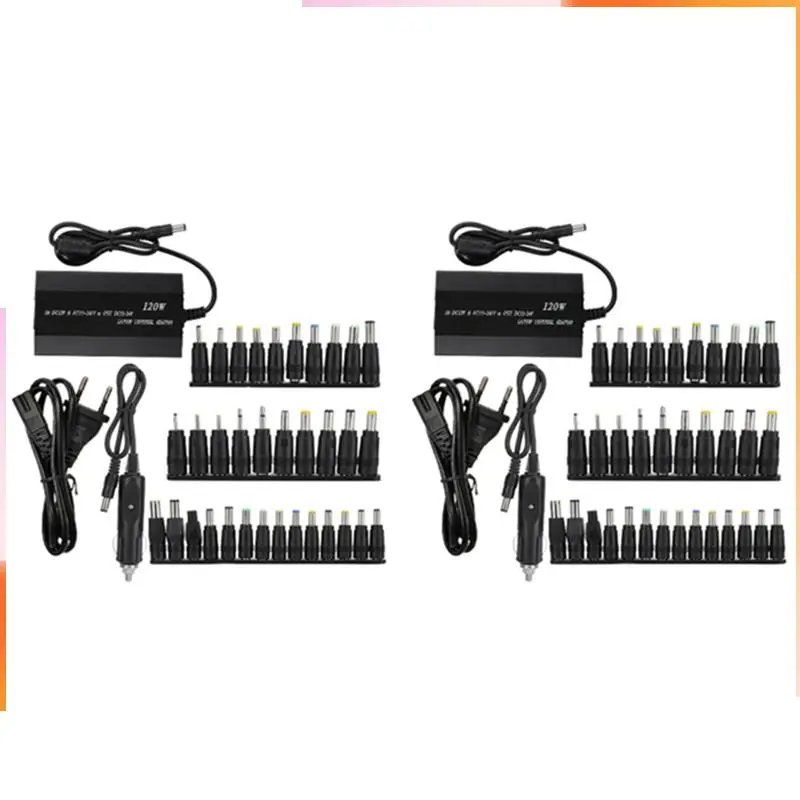 

A92Z 2X Universal 120W 34 Tips Car Home Charger Power Supply Adapter For Laptop Notebook EU Plug