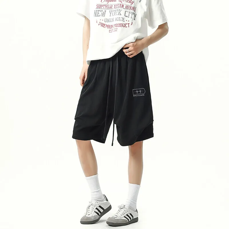 

Летние мужские шорты для отдыха, повседневные короткие брюки с тонким шнурком и эластичной талией для мужчин, черные, бежевые