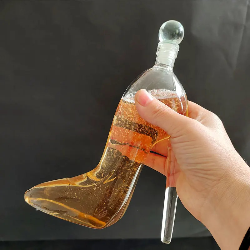 

High Heel Glass Wine Bottle Sealed Jar Hip Flasks Liquor Bottles Pot Dispenser