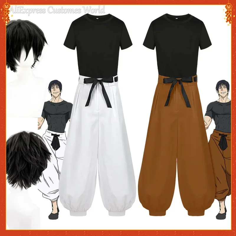 HN8 Anime Season 2 Jujutsu Kaisen Cosplay Costume Fushiguro Toji Uniform Sorcerer Killer Toji Fushiguro Wigs Halloween for W8...
