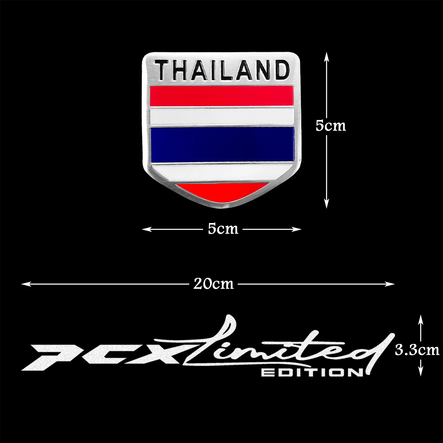 For PCX 125 150 160 2PCS Reflective Motorcycle Vinyl Stickers 2PCS Aluminum Thailand Flag Decals Moto Scooter Accessories Set