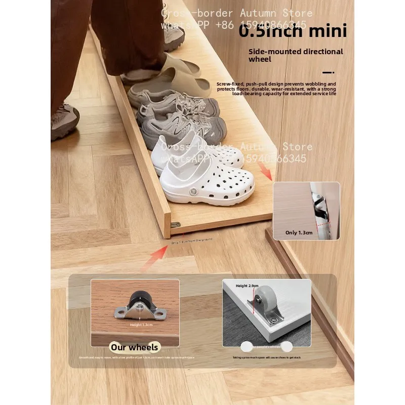 0.5 inch mini skirting drawer pulley, bottom of the entrance shoe cabinet,  rubber silent directional small wheel