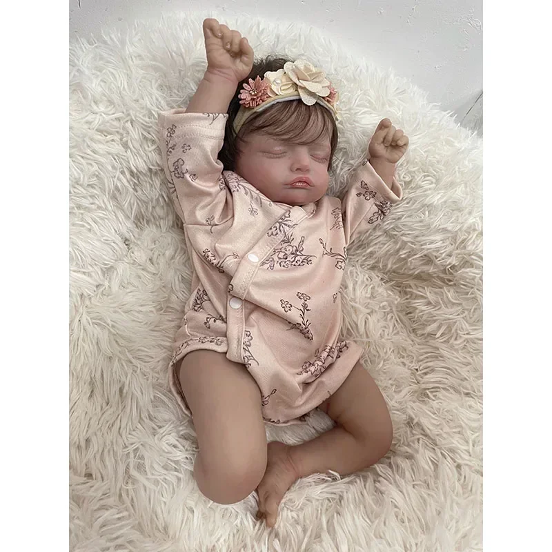 45cm Rosalie Reborn Baby Newborn Dolls Lifelike Soft Touch Full Body Soft Vinyl Layers Painting 3D Skin with Hand Rooted Hair