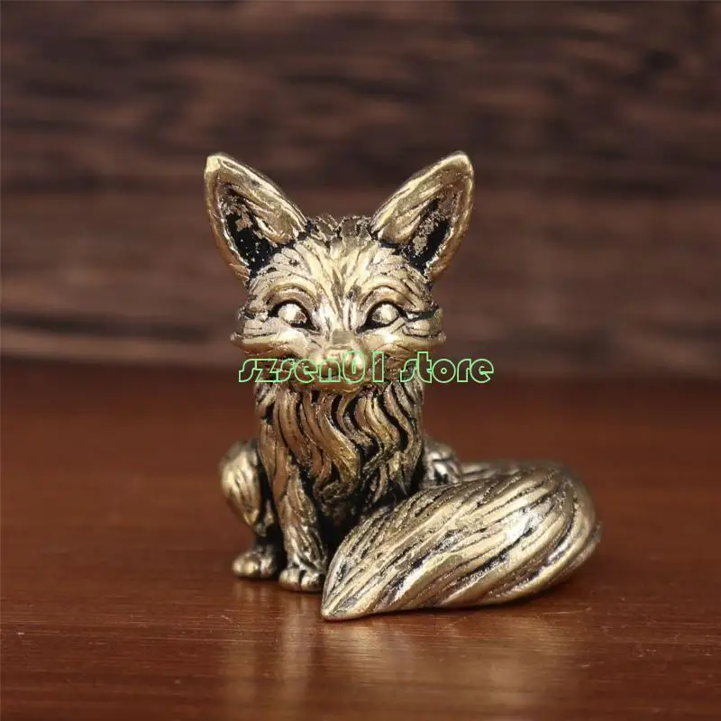 G32a Foxes التماثيل Decors Indoor Foxes تمثال إبداعي زخرفة النحاس النحت هدية الزفاف لاستوديو الصور