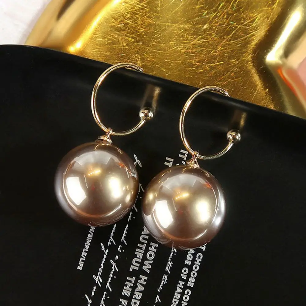 Gift For Women Trendy Exaggerated White Pendant Pearl Bead Big Ball Hoop Dangle Earrings Jewelry Stud Earrings Drop Earrings