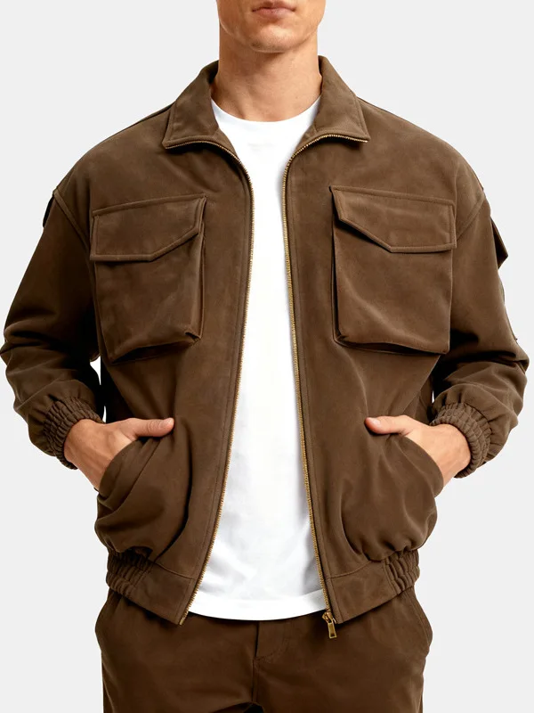 

Мужская ветрозащитная куртка-жакет в стиле Old Money с откидным воротником, осенне-зимняя, свободного кроя, удлиненная, стандартной длины