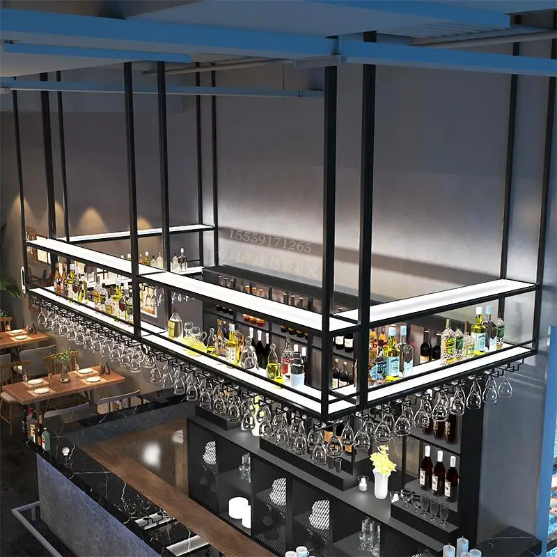 Bar Wine Rack Hanger Hanging Glass Wine Cabinet Hanging Cabinet Luminous Hanging Cup Holder Red Wine Glass Upside Down Shelf