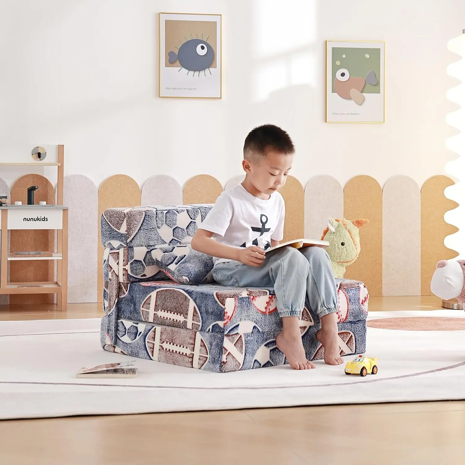 Klappbare Schlafsofa-Bodenmatratze für Kinder, waschbare faltbare Bodenschlafmatte für Kleinkinder zum Schlafen, zusammenklappbares Futon-Sofa für Kinder