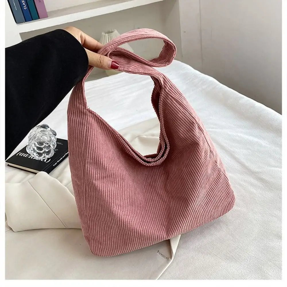 Borsa a tracolla in tela tinta unita borsa a tracolla autunnale in velluto a coste Casual borsa a tracolla classica Vintage donna ragazze