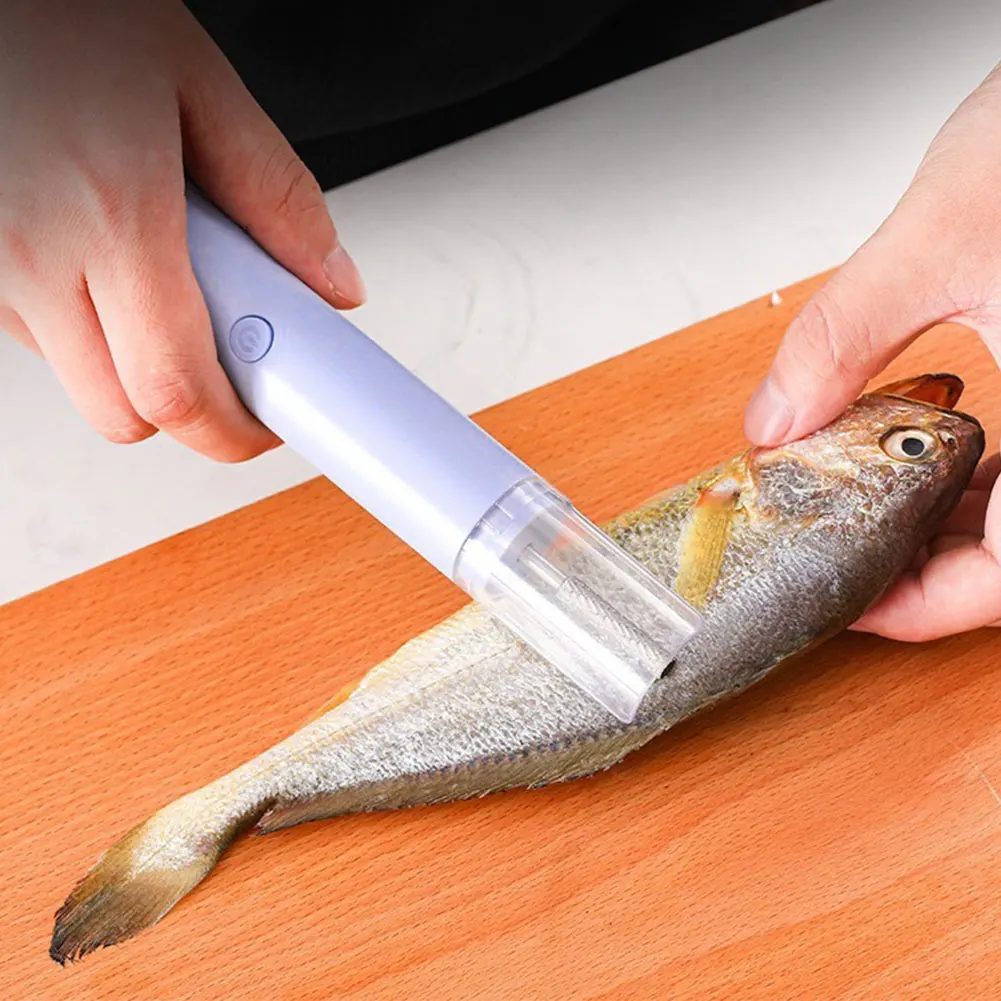 Raspador de pescado eléctrico recargable, removedor de escamas de pescado, fácil de quitar, limpieza de escamas de pescado para Cocina