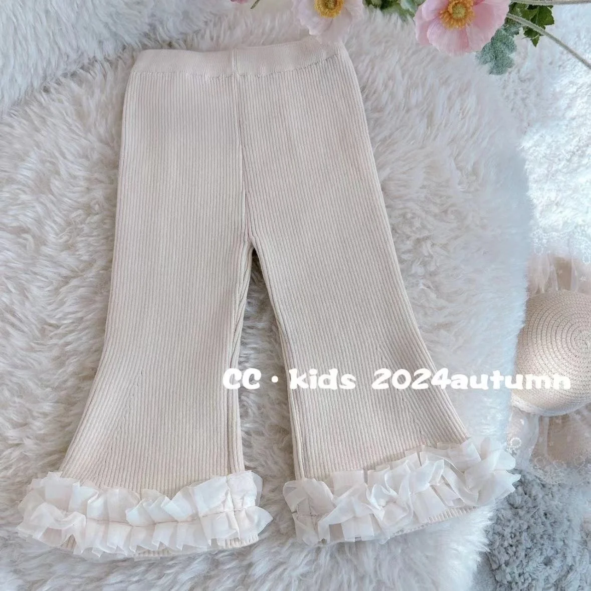 Girls Spring and Autumn Set 2024 New Cute Knitted Vest Doll Collar Shirt Versatile Pants 3-Piece Set for Baby Girls Kids Outfits