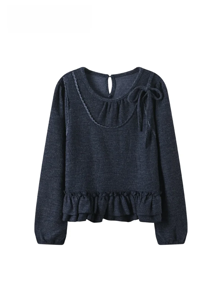 

plus Size Long Sve Knitted Sweater Women's Autumn Winter Faion Design Sense Top for Plump Sister Small Fraance Sle