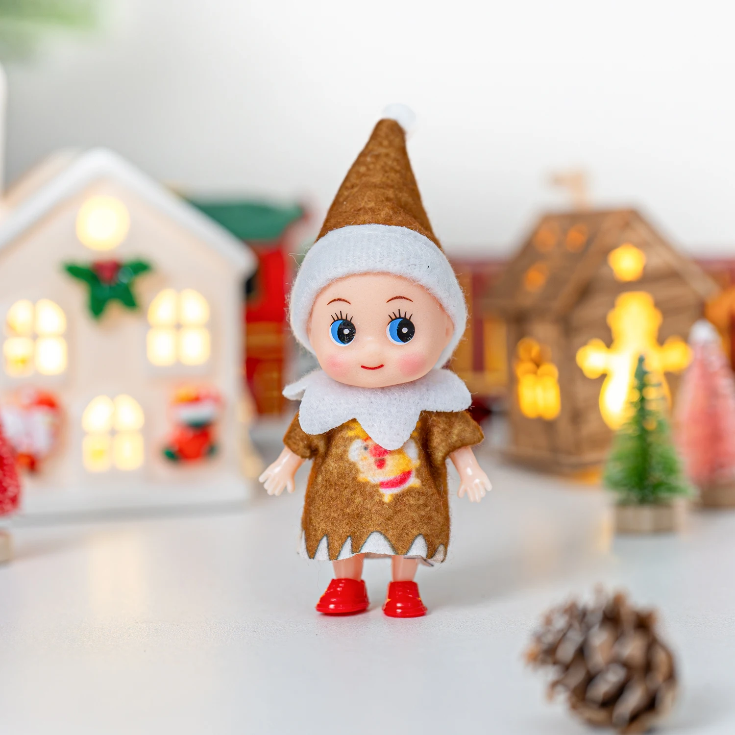 4/5/6 قطعة طفل صغير قزم عيد الميلاد دمية صغيرة مصغرة منقوشة اكسسوارات الأخضر والأحمر مناسبة لعيد الميلاد السنة الجديدة ديكور هدية