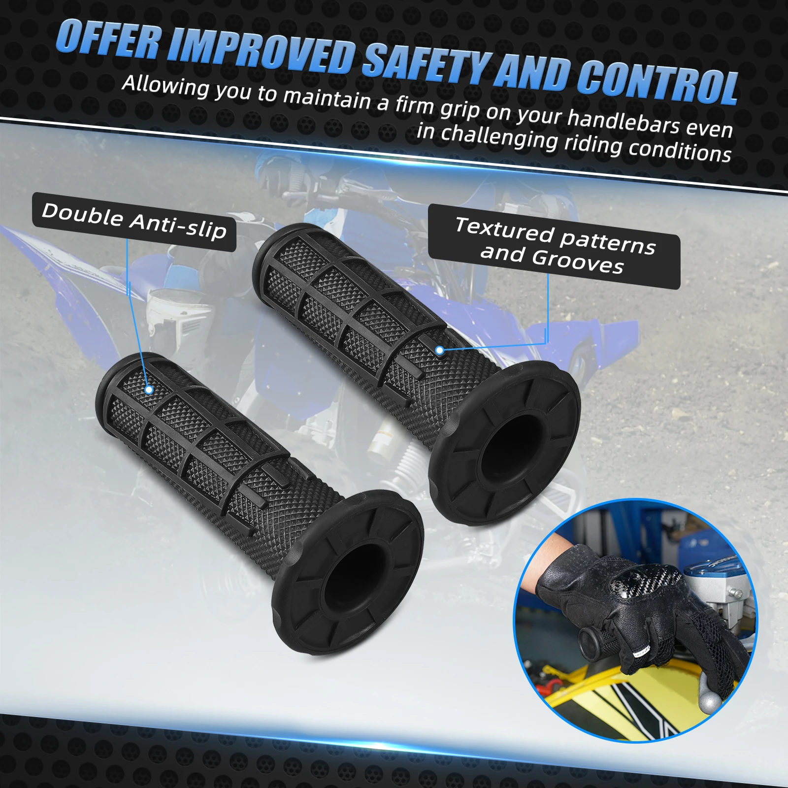 

NICECNC 7/8" Hand Grips Universal Throttle Handlebar Grips For Honda TRX 450R Yamaha YFZ450 YFZ450R Banshee350 Raptor 700 700R