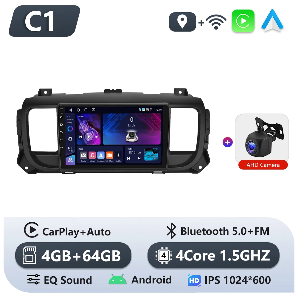 Podofo 6 + 128G CarPlay Android Auto Autoradio Voor Citroen Jumpy 3/Peugeot Expert/Toyota Proace 2016 (LHD) Multimedia Speler GPS