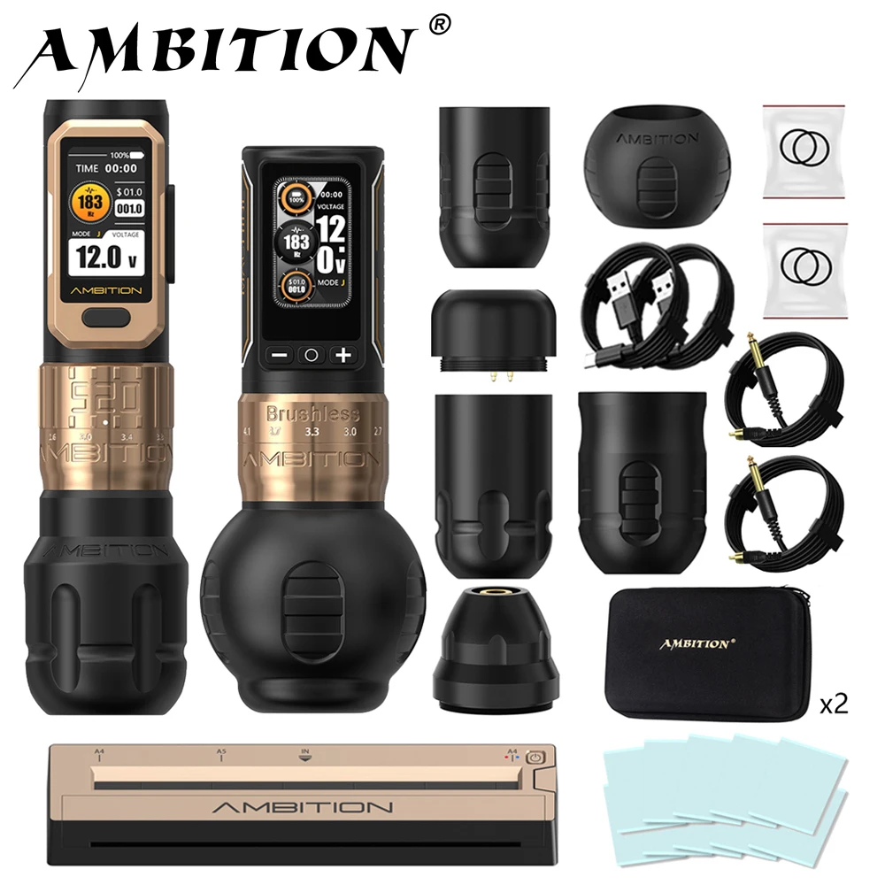 

Ambition Soldier Pro 520 2.2-4.2mm Ninja Max 280 2.4-4.5mm Wireless Adjustable Stroke Professional Tattoo Machine Battery Tattoo