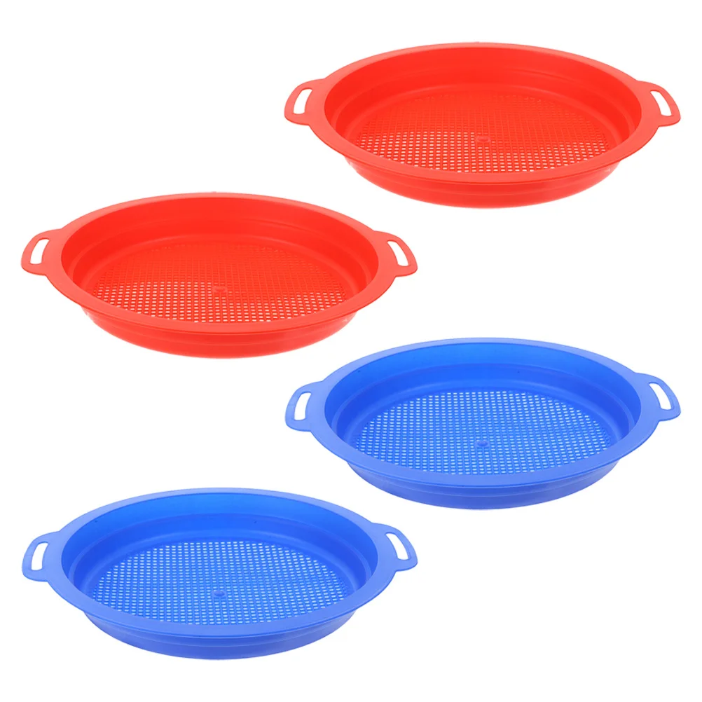 ตะแกรงร่อนทรายสำหรับเด็ก 4 ชิ้น ทำจากพลาสติกน้ำหนักเบา ทนทาน เหมาะสำหรับเด็กๆ ใช้กรองทราย สำหรับกิจกรรมกลางแจ้ง ท่องเที่ยวแบบครอบครัว พกพาสะดวก