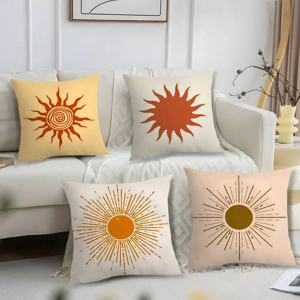 

Retro Modern Sun Pillow Case Short Plush Print Cushion Cover Square Throw Pillow Covers Sofa Home Decor