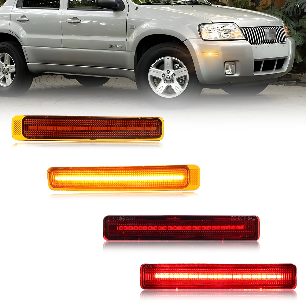 2 luces de esquina, luces de posición laterales, luces reflectoras, luces de guardabarros, luces de señal de giro con LED para Mercury Mariner 2005 2006 2007