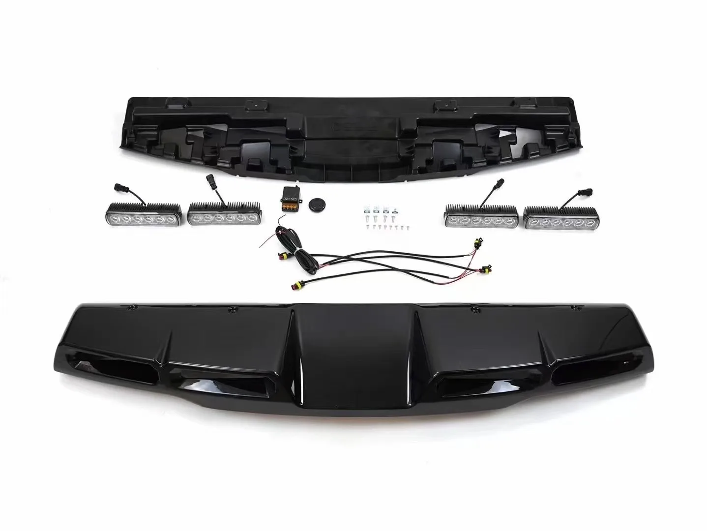 Fits For Land Crusier Glossy Black Roof Spoiler Lamp LED Light Bar