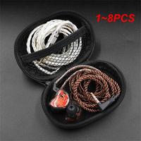 1~8PCS Earphones Case Oval Storage Bag Headphones PU Storage Box Black Portable Hold Storage Box For KZ AS10 ZS10 ZST ES4 EDR1