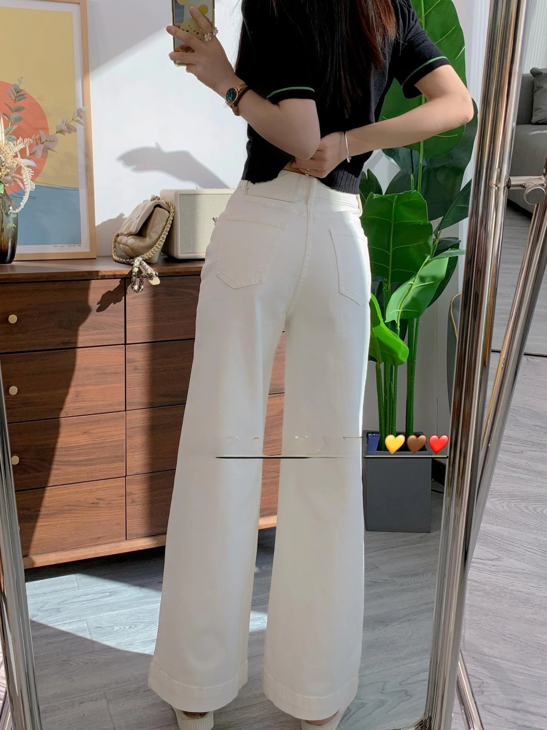 

White Micro Flare Jeans Women's Straight Leg High Waist Cotton Stretch Denim Slimming Leg Lengthening Spring 2025 New Sle