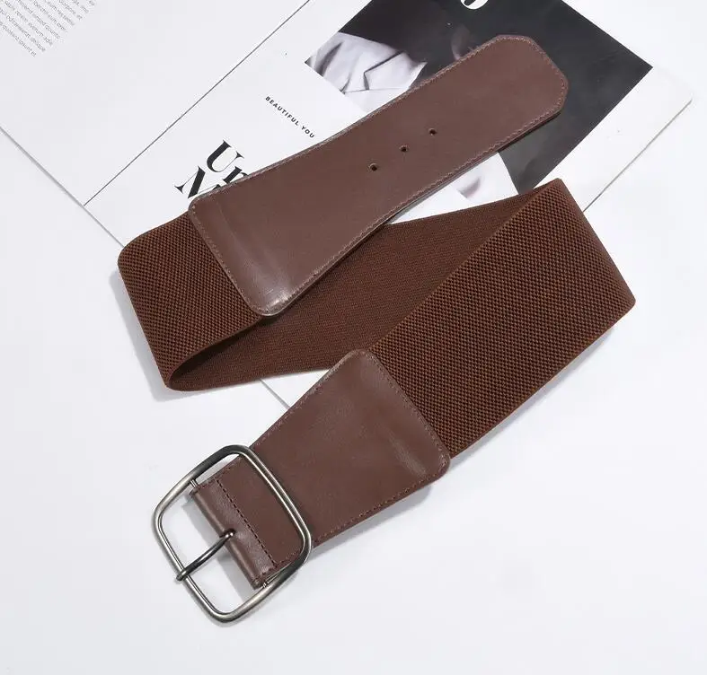 Ceinture de smoking élastique en cuir véritable pour femme, corsets habnommée, ceinture large, décoration de l'environnement, mode de piste, R468