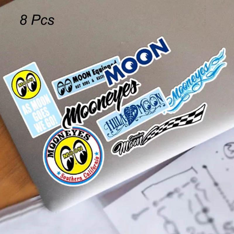 

Набор из 8 матовых синих водонепроницаемых наклеек серии «Луна» для ноутбуков, автомобилей, скейтбордов, шлемов, багажа, из винилового материала