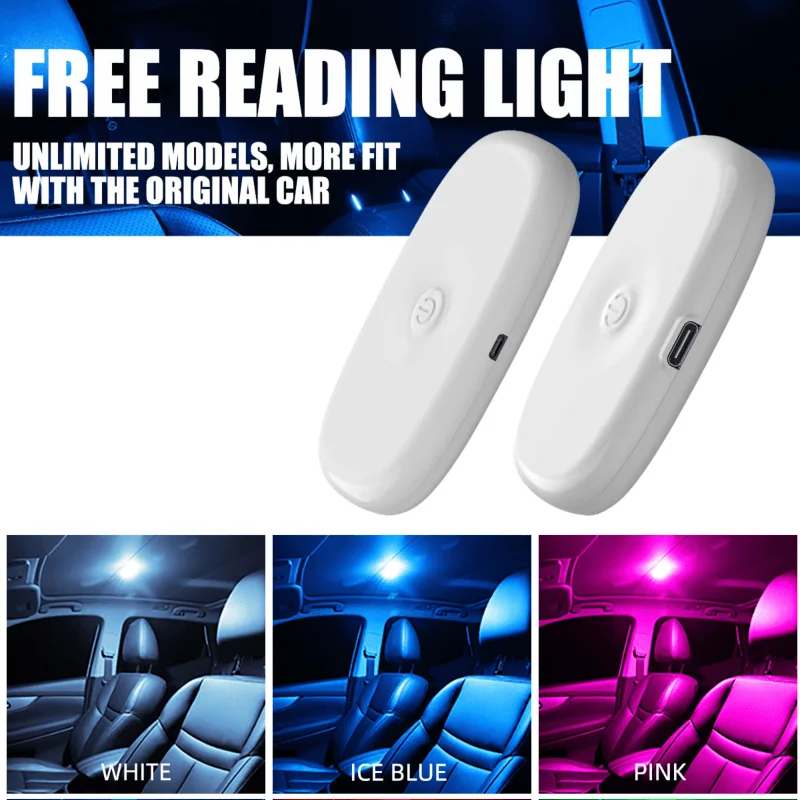Car LED Touch Light Mini Wireless Car Interior Lighting Magnet Base Car Ceiling Light for Door Foot Trunk Storage USB Charging