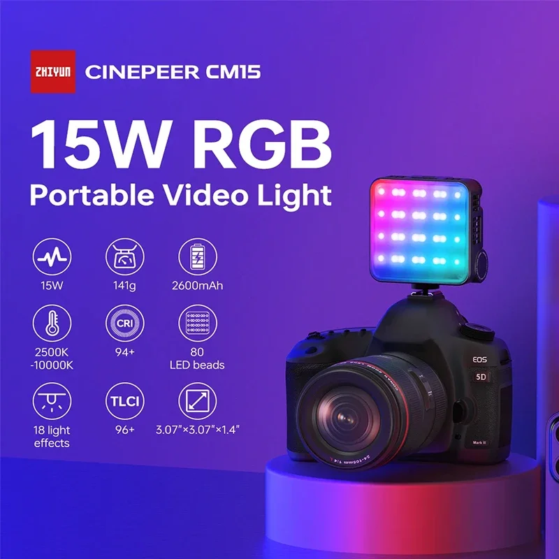 zhiyun-cinepeer-cm15-15w-rgb-lampe-de-poche-pour-photographie-2500k-10000k-2600mah-lumiere-de-remplissage-portable