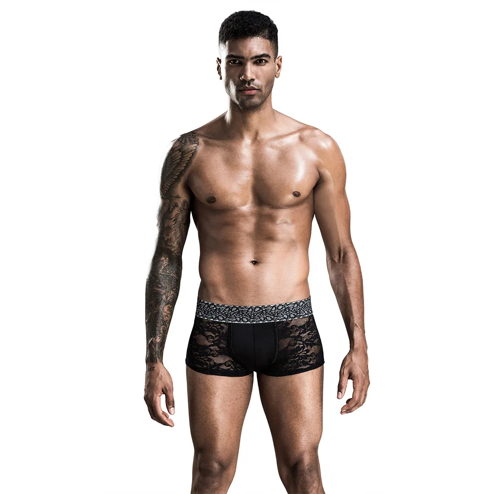 Brand New Sexy Lace Lingerie Boxer Mens Boxer Underwear Gay Erotic Transparent Hombre Male Panties