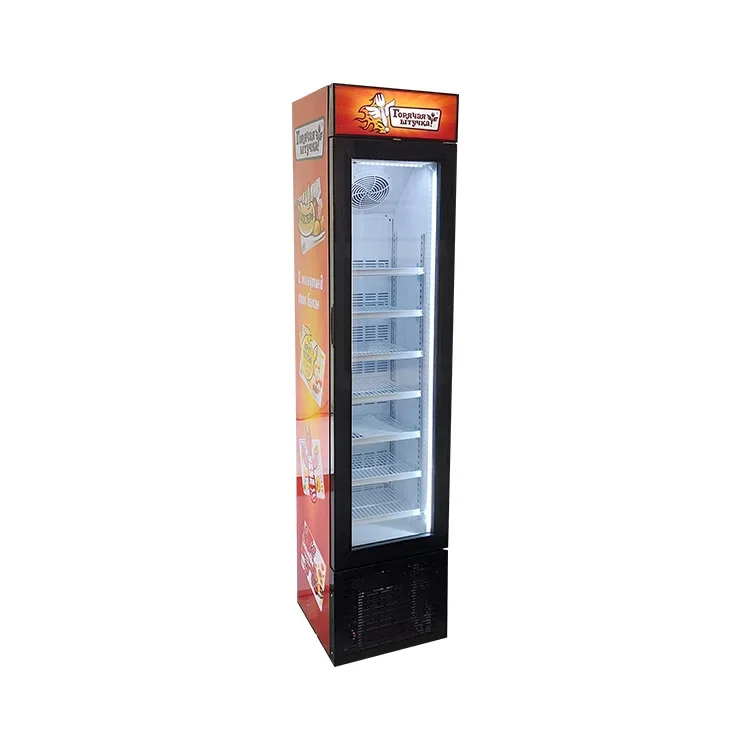 105L Commercial Slim Upright Ice Cream Popsicle Freezer With Heated Glass Door