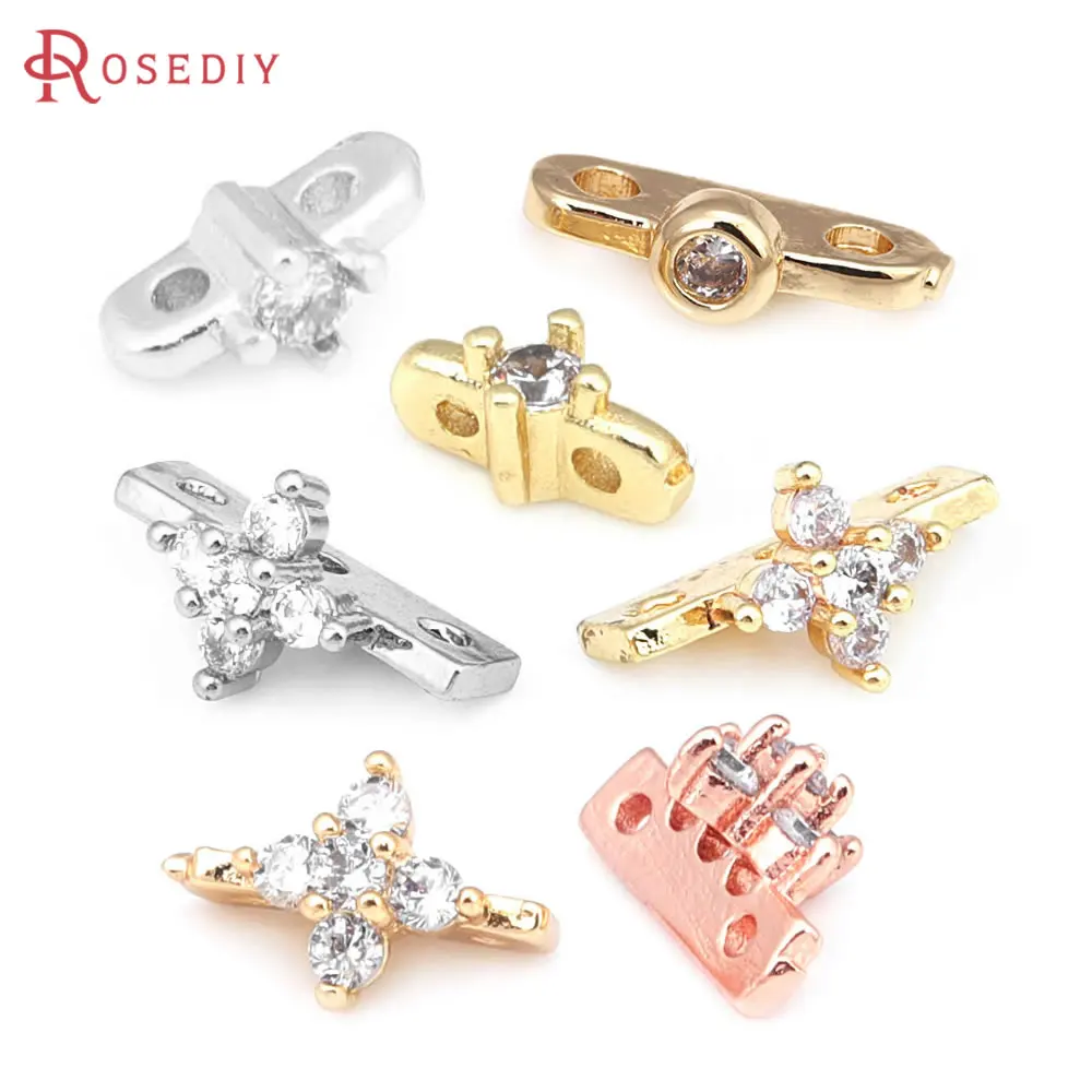 Accesorios de Alta Calidad para Fabricación de Joyas DIY: Cuentas Espaciadoras de Latón con Zirconia en Color Oro 18K para Pulseras y Collares con Conexión Cruzada