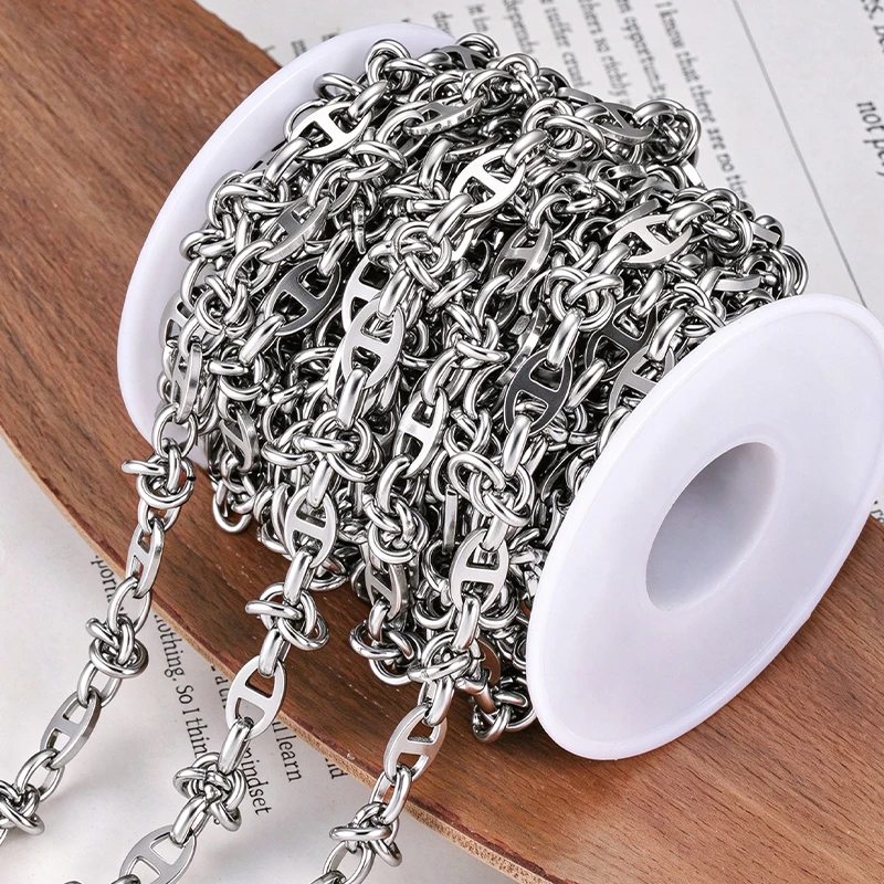 Stainless Steel D Shape Link Chain Interlocking Oval Chain DIY Bracelet Necklace Jewelry Making Accessories