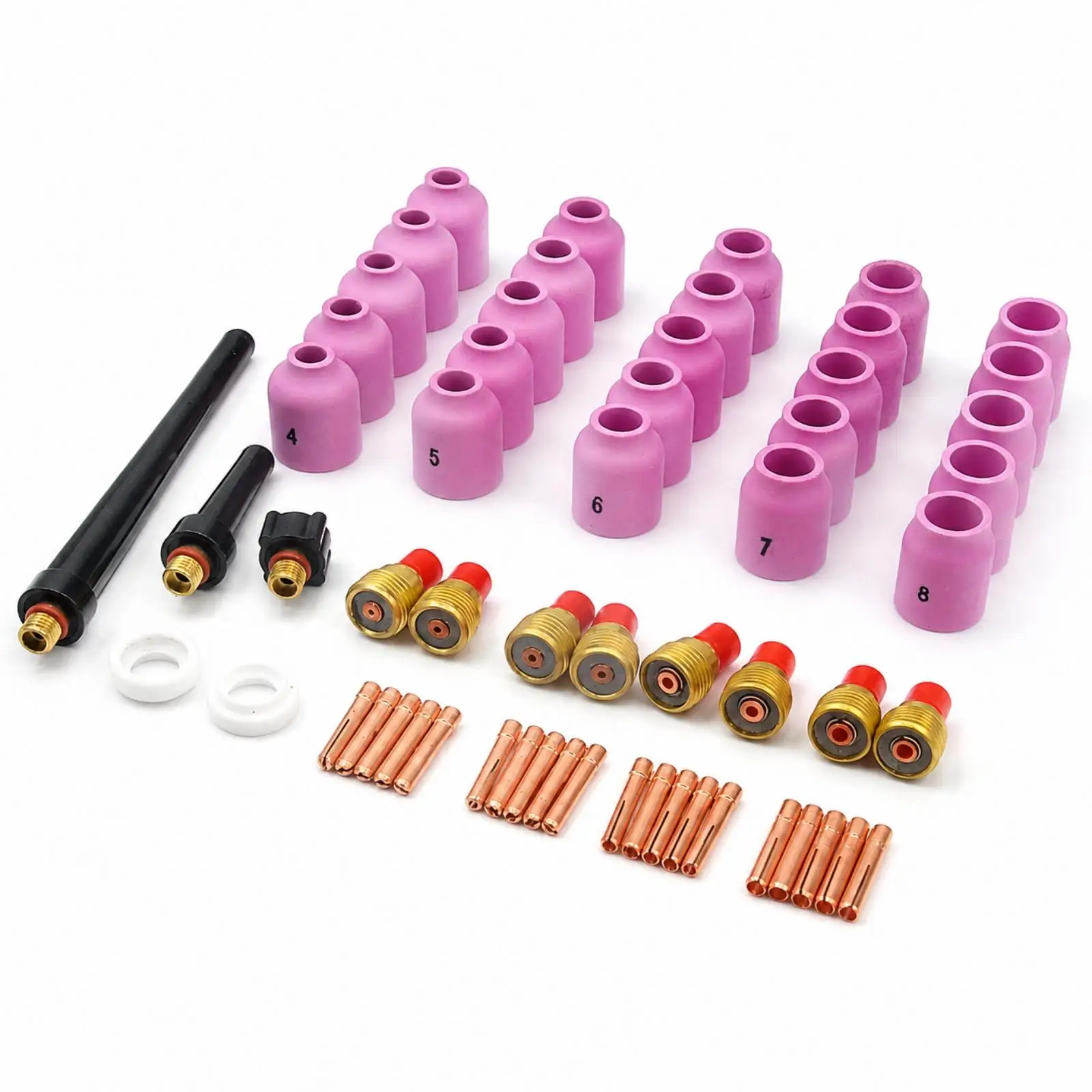 58 Pieces TIG Consumables Kit Assorted Collet Heat Resistant for Fabricators