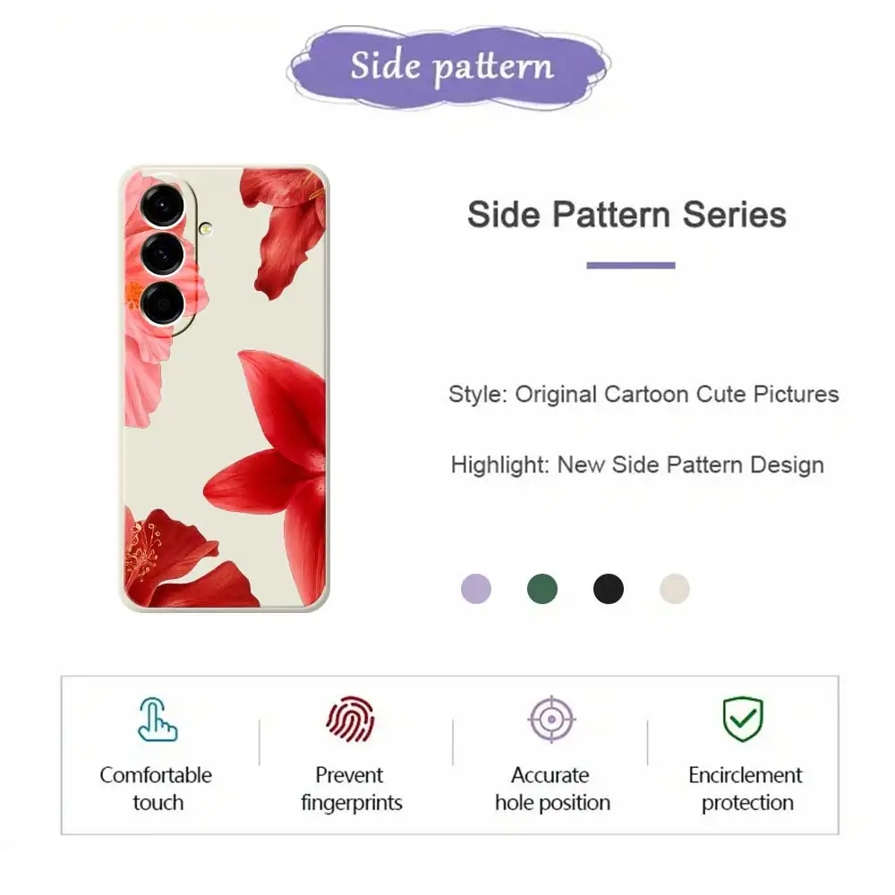 Funda de teléfono con patrón de flores para Samsung Galaxy A56 A32 A23 A22 5G A32 A23 4G A55 A54 A53 A52 A51 A35 A34 A31 A25 A24 funda suave