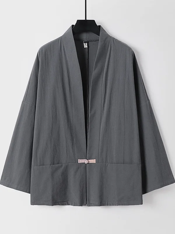 

Льняной открытый кардиган мужской, весенне-осенний, тонкая верхняя одежда, с длинными рукавами, из хлопка и льна, в стиле Ханьфу Дао Пао, одежда для братьев по вере