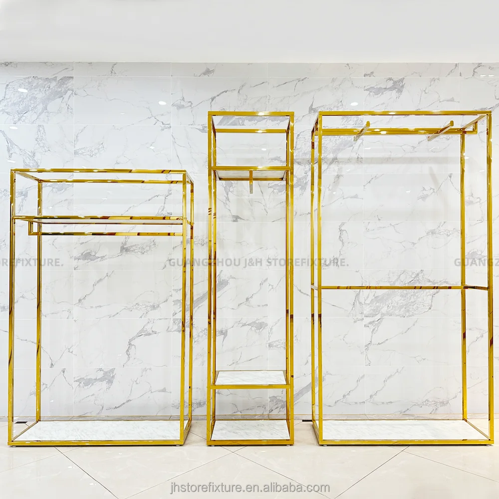 Custom.Stainless Steel Gold Clothing Store Retail Garment Kids Display Rack Shoes Display for Shop