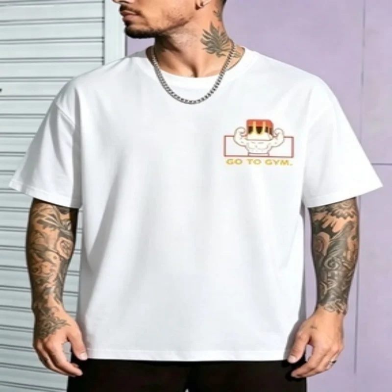 

Men's Summer Loose Fit Casual Sports T-Shirt, Fashion Cartoon Graphic Print, Soft Breathable Round Neck Short Sleeve Top