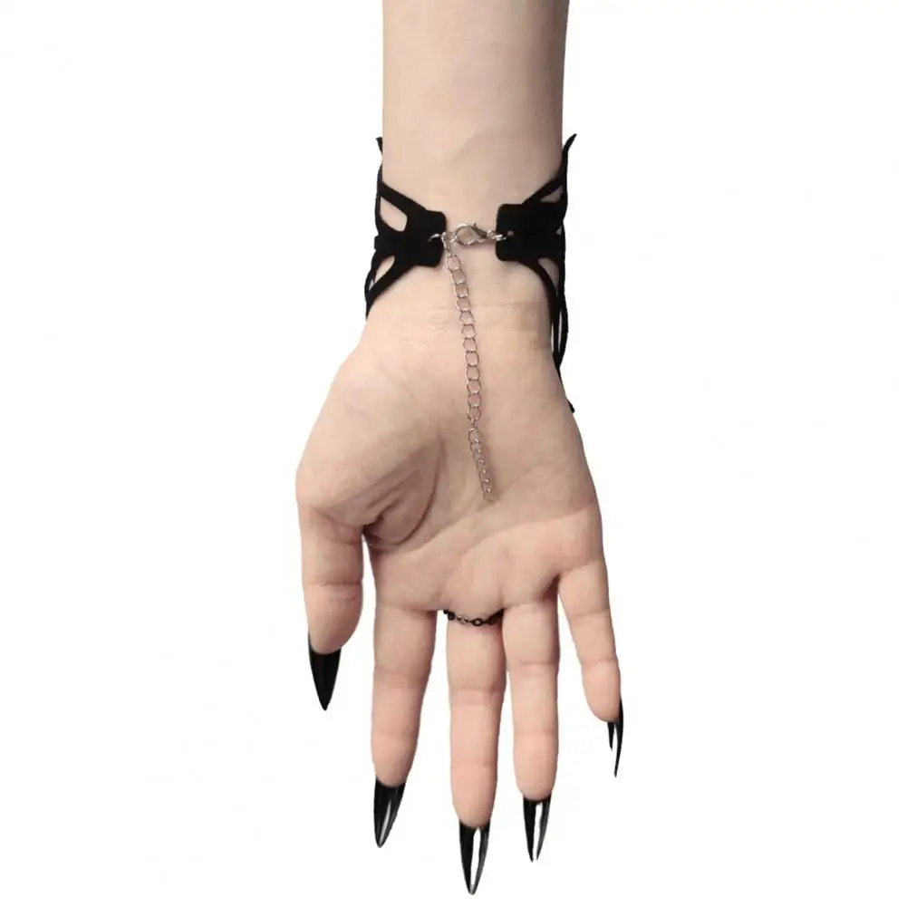 Chain Link Bracelet Spider Web Finger Chain Bracelet Spider Web Finger Chain with Hollow Out Spider Decor for Halloween