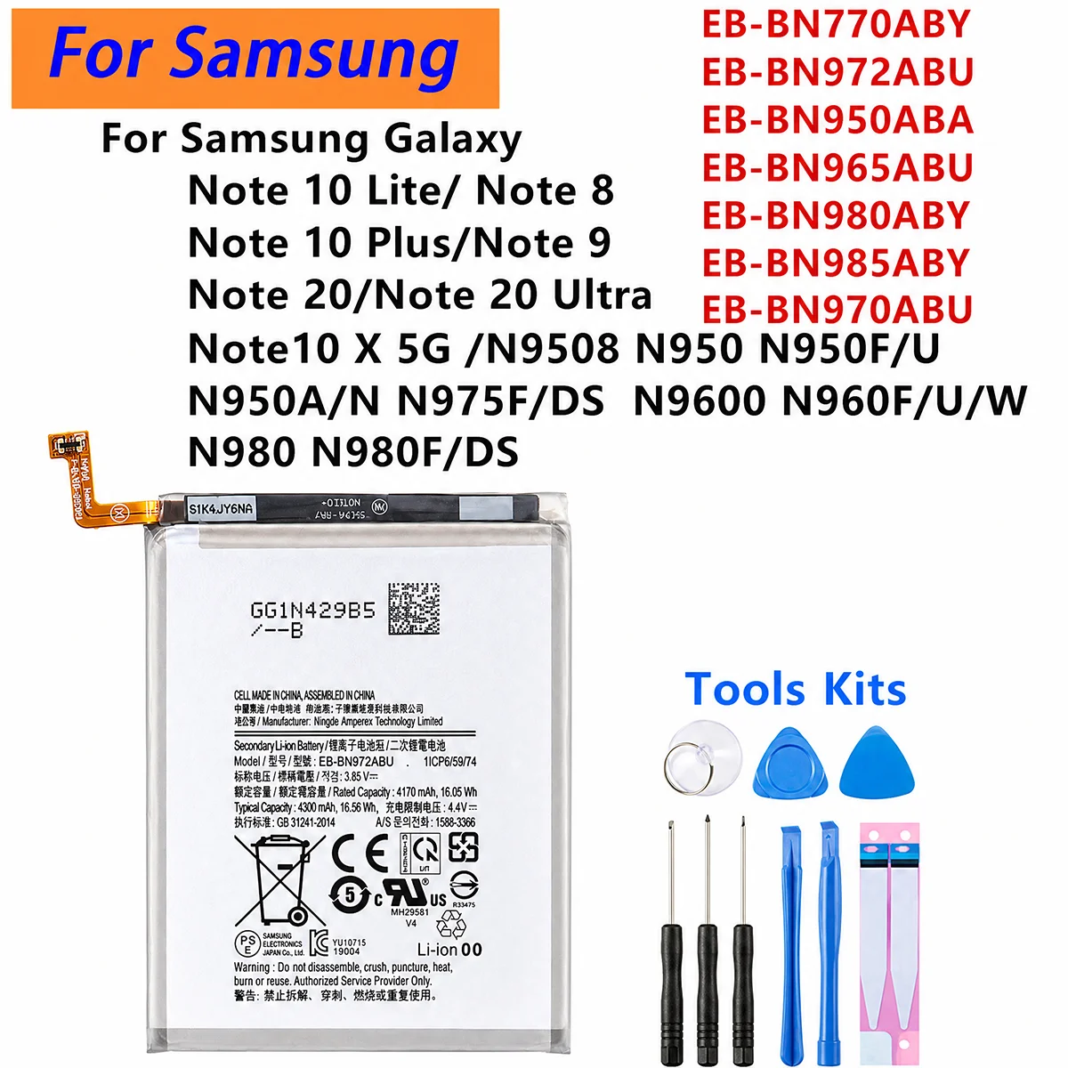 New Battery EB-BN770ABY EB-BN972ABU For Samsung Galaxy Note 10 Lite puls 8 9 20 Ultra 10X 5G N975F N950 N960F N980F Batteria