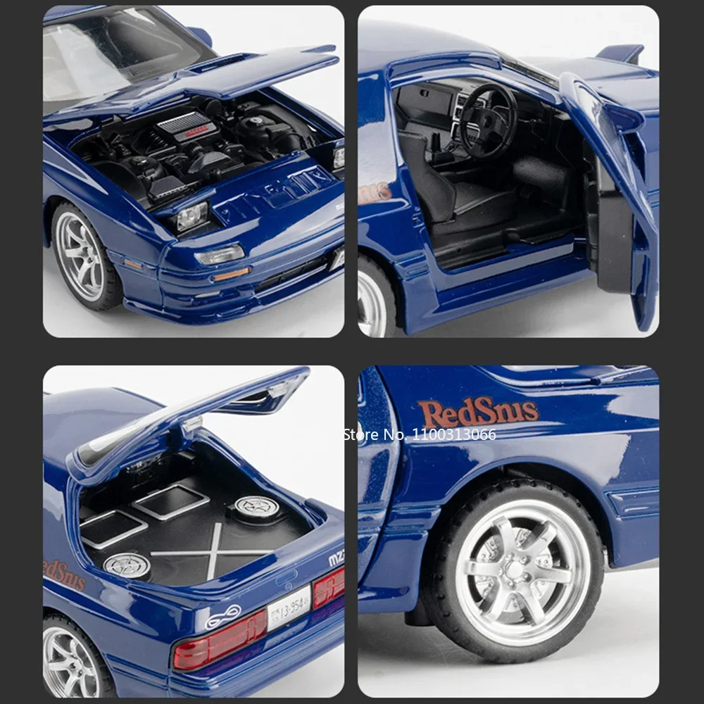 Schaal 1:32 Mazda RX7 Auto Speelgoed Modellen Legering Diecast met Licht Geluid Voertuig Wiel Trek Miniatuur Auto Jongens Decoratie Geschenken