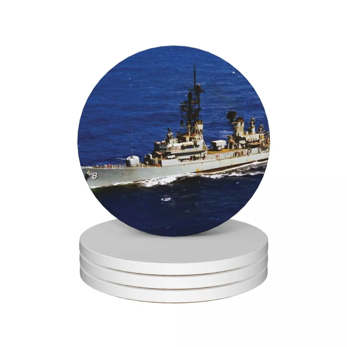 

USS LYNDE MCCORMICK (DDG-8) SHIP'S STORE Ceramic Coasters (Set of 4) for drinks aesthetic kawaii Coasters