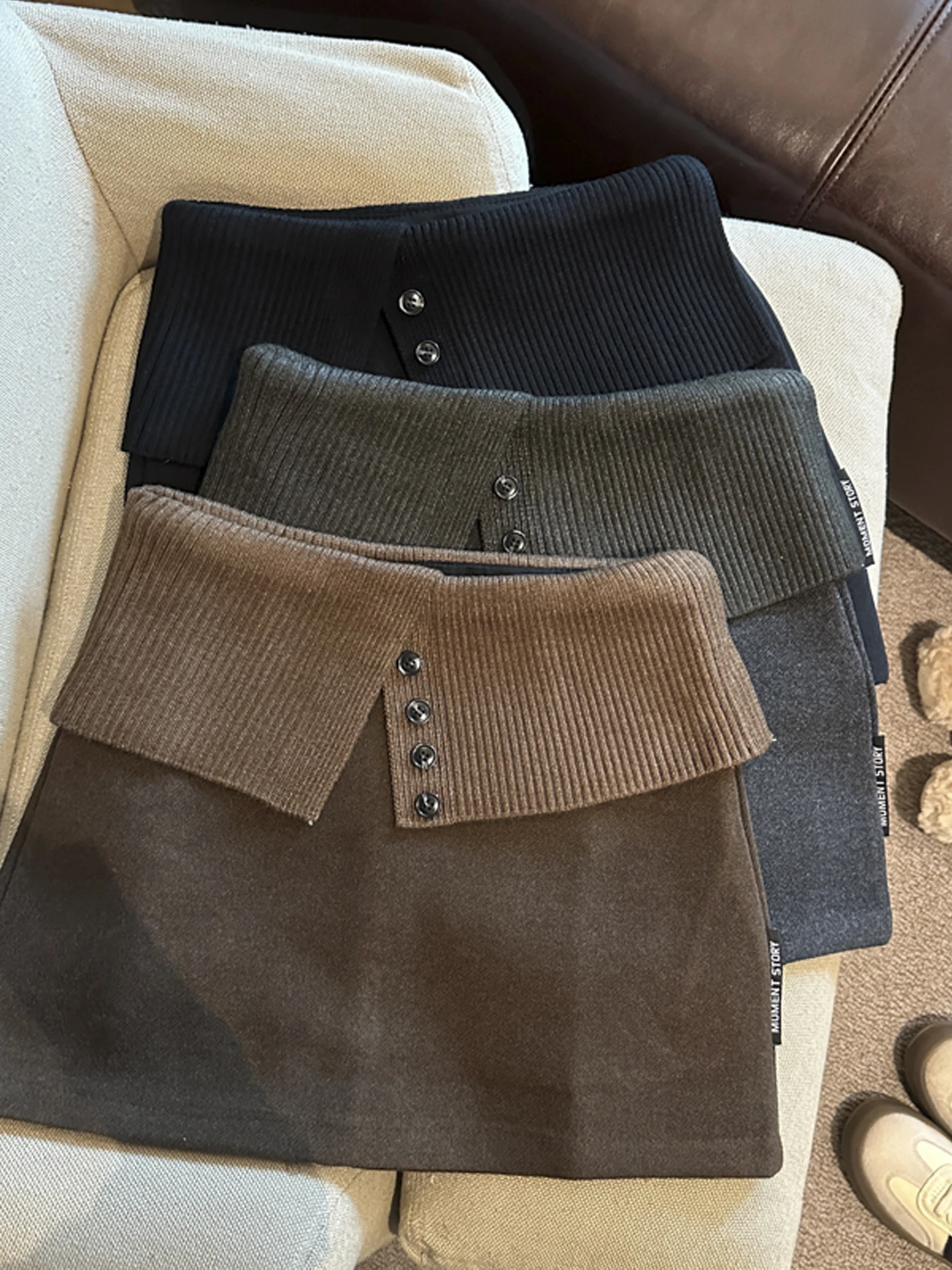 

Autumn Winter f-length Knitted Woolen Skirt Women's High-waist A-line Skirt Soft Comfortable Commute Sle Soft Light...